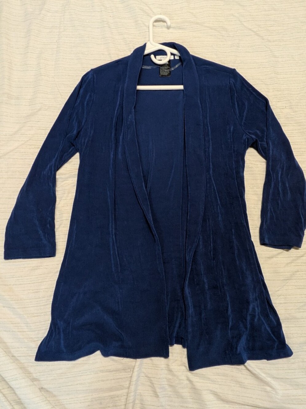 Chico's Travelers Classic Long Jacket,Size 1 ( Medium), Rich Cobalt